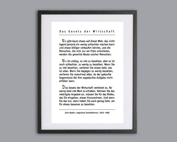 Typo Druck | Das Gesetz der Wirtschaft | J. Ruskin